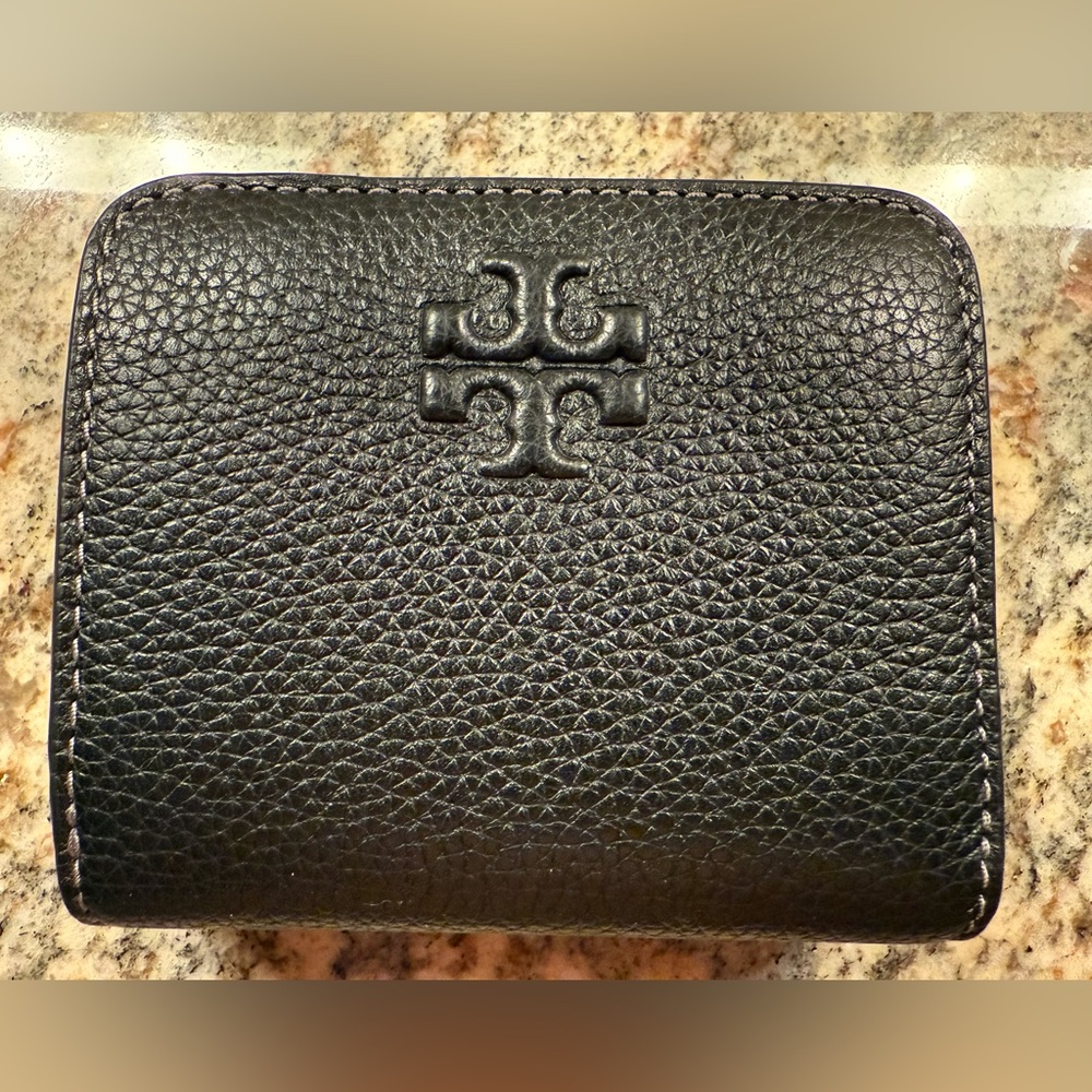 Tory Burch Textured Black Leather Wallet